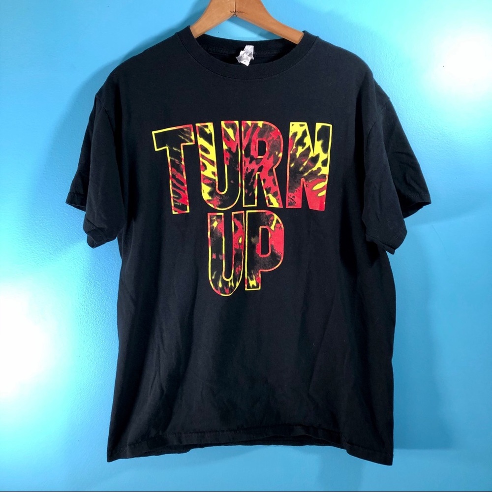 TURN UP Graphic Tee Black Flames Letters